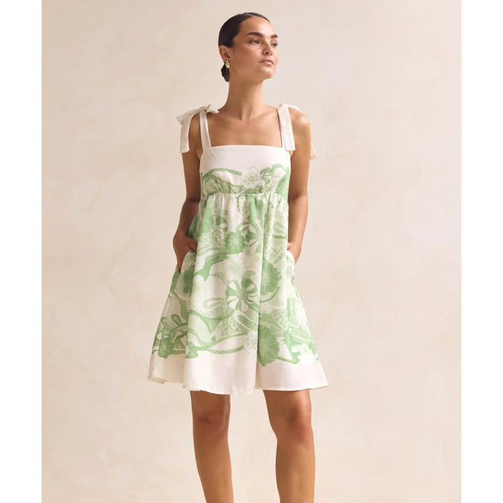 Women's summery mini dress with playful pattern mix and flowy cut Skovae