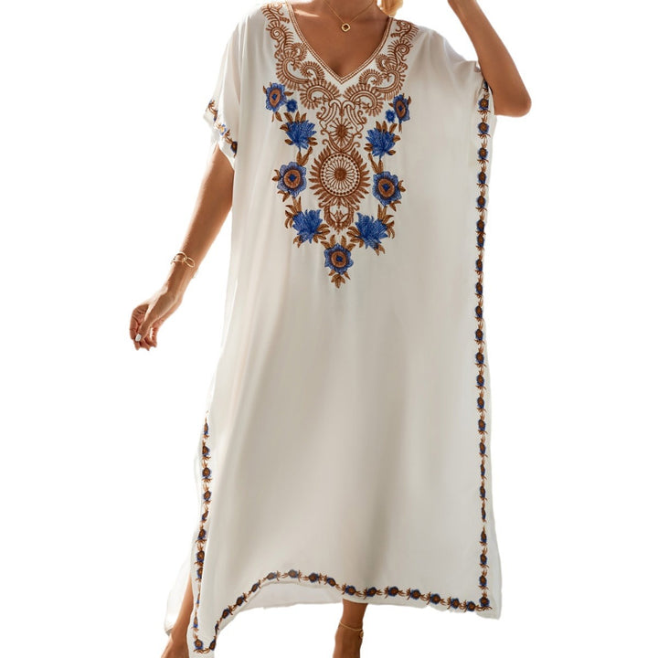 Dame tunika-kjole med kunstneriske broderier Stilla