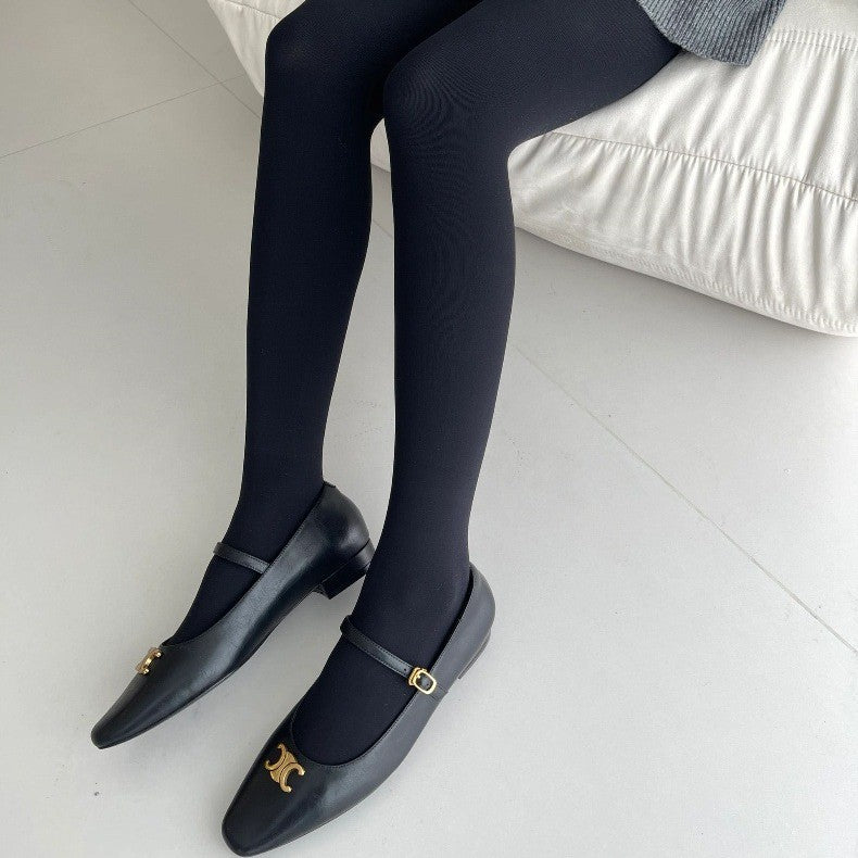 Dame Elegant Mary Jane Balletsko med Guldaccent Stilla