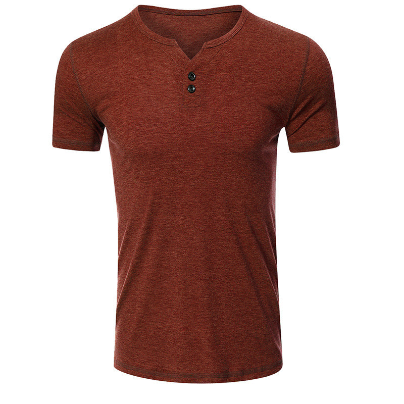 Herrer kortærmet Henley-T-shirt med moderne knapdesign og komfortabel pasform Stilla