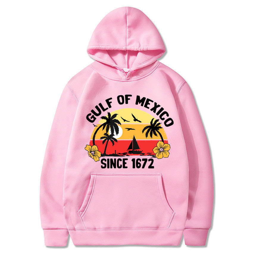 Dame hoodie med kreativt strandmotiver og højkvalitetsstof Skovae