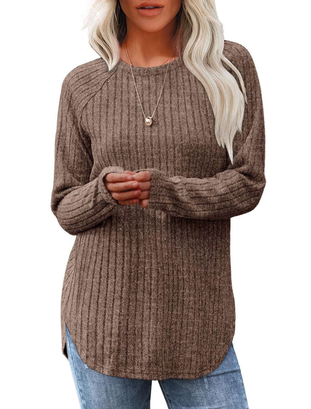Dame ribstriktop med loose fit og lange ærmer Stilla