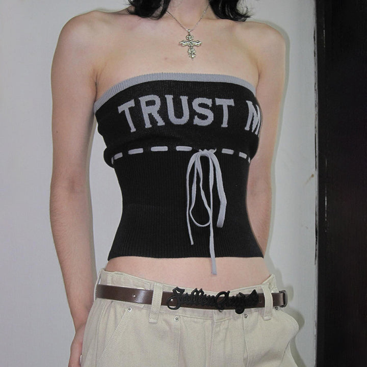 Dame afslappet Bustier-top med trendy tekst Skovae