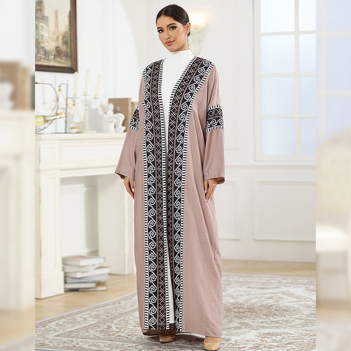 Dame Mode Kaftan med kunstneriske dekorationer Stilla