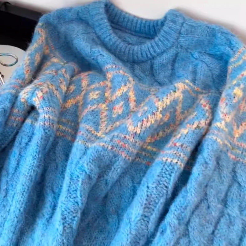 Kvindernes chunky strikkede sweater med nordisk mønster og blødt materiale Stilla