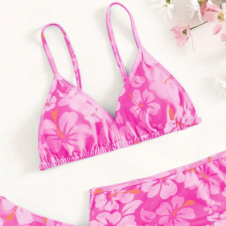Dame bikini-sæt med blomsterprint og sammenlignelige skørtedetaljer Stilla