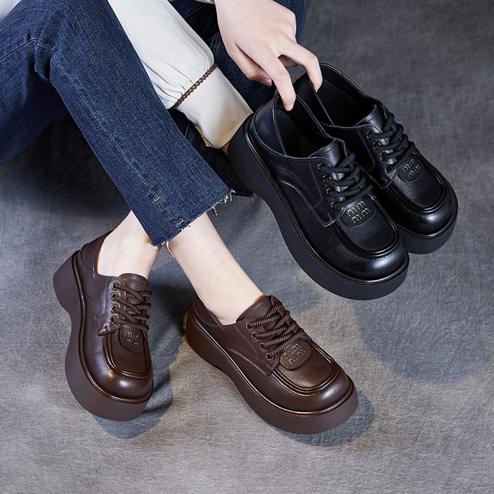 Dame Chunky Platform Oxford Sko med strukturerede detaljer Stilla