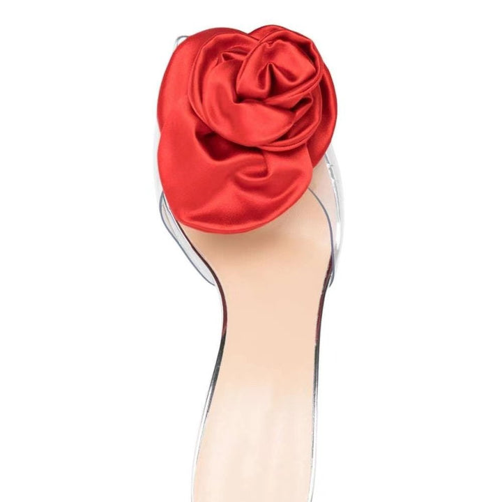 Femme Open-Toe Slide Hæle med dekorativ blomstret accent Stilla