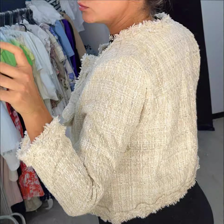 Dame Tweed Jakke med struktureret overflade og elegante knapdetaljer Stilla