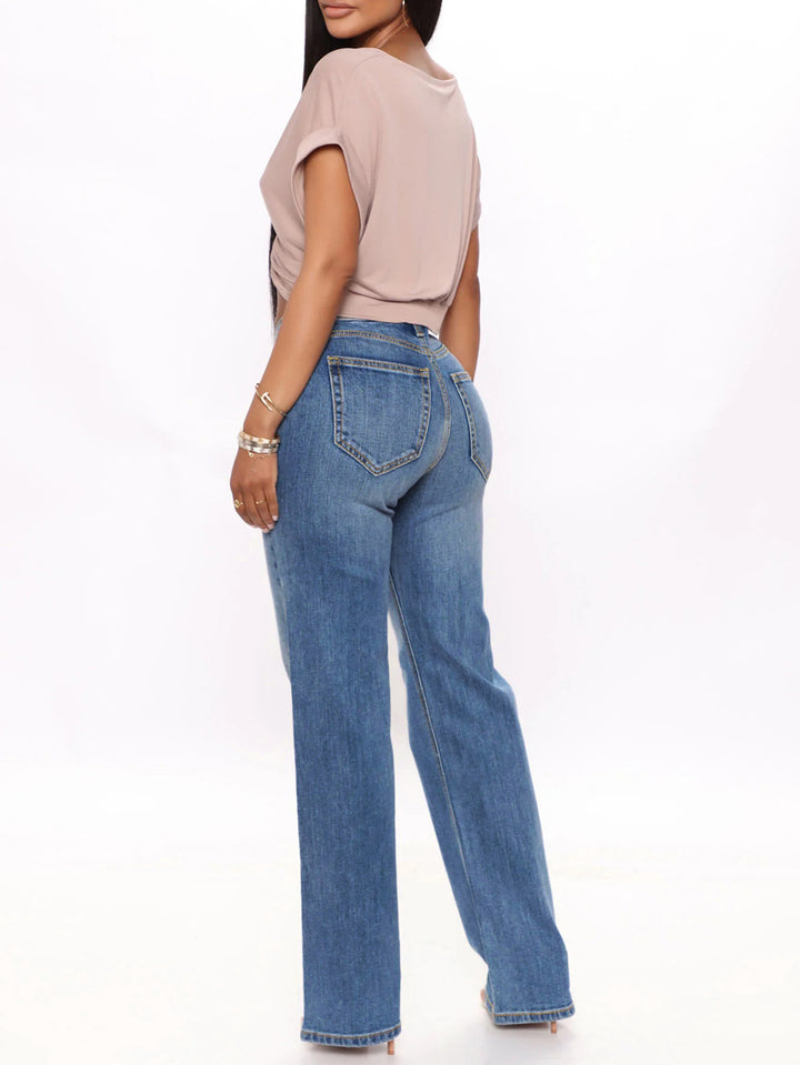 Dame High-Waist Bootcut Jeans i klassisk design med komfortabel stræk Stilla