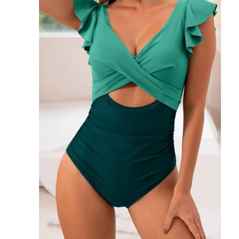 Dame Rynker Kryds-Front Cut-Out Én Stykke Badedragt Stilla