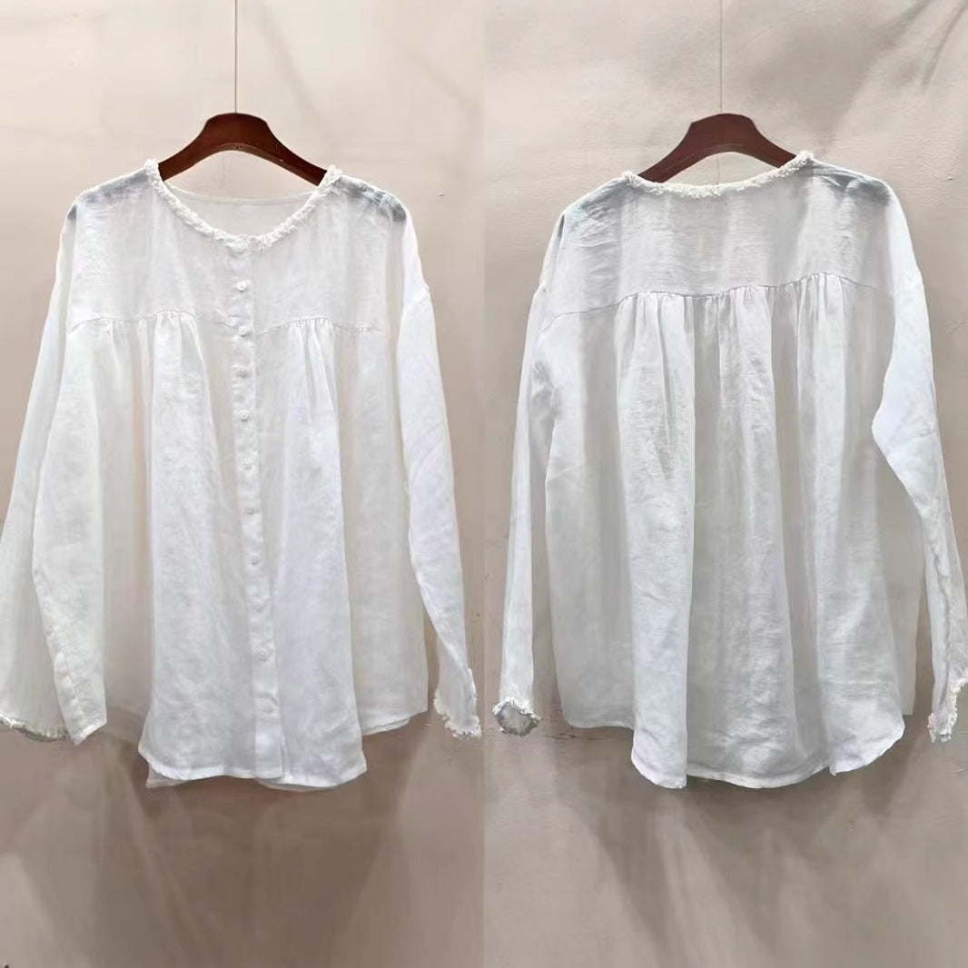 Dame Rynkeknappet Biokemisk Bomuldsbluse Stilla