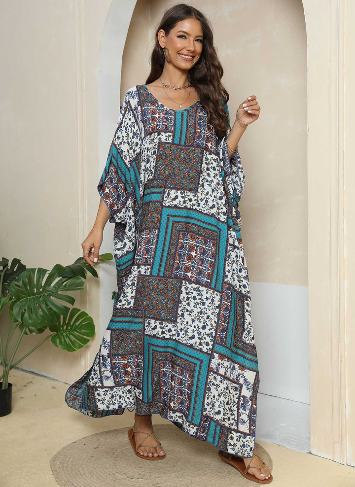 Dame Maxikjole med nostalgisk patchwork-design Stilla