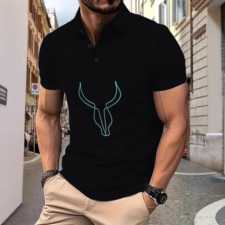 Herrer Poloshirt med kreativ horn-design og kvalitets bomuldsblanding Stilla