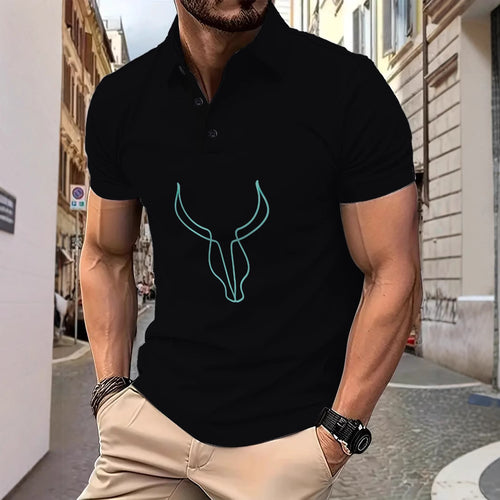 Herrer Poloshirt med kreativ horn-design og kvalitets bomuldsblanding Stilla