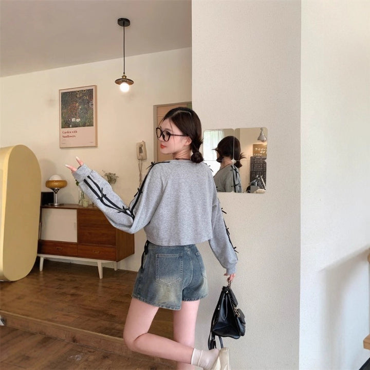Kvinders afslappede cropped sweatshirt med sidelinning Stilla