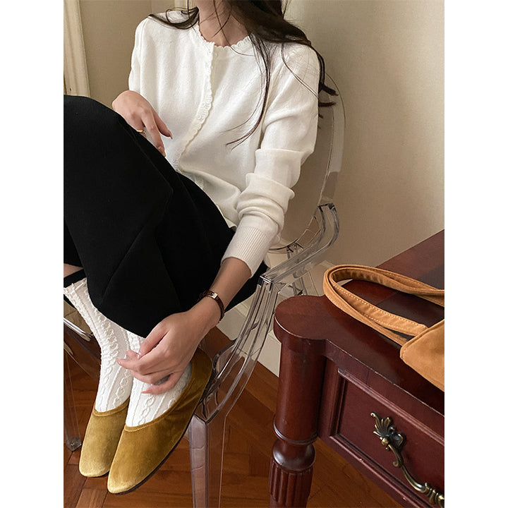 Dame elegant cardigan med knapliste Stilla