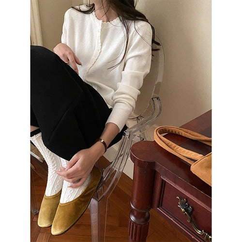 Dame elegant cardigan med knapliste Stilla