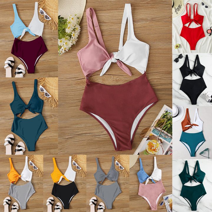 Dame Højt Skåret Bikini-Sæt med Foran Knoten og Cut-Out Design Stilla