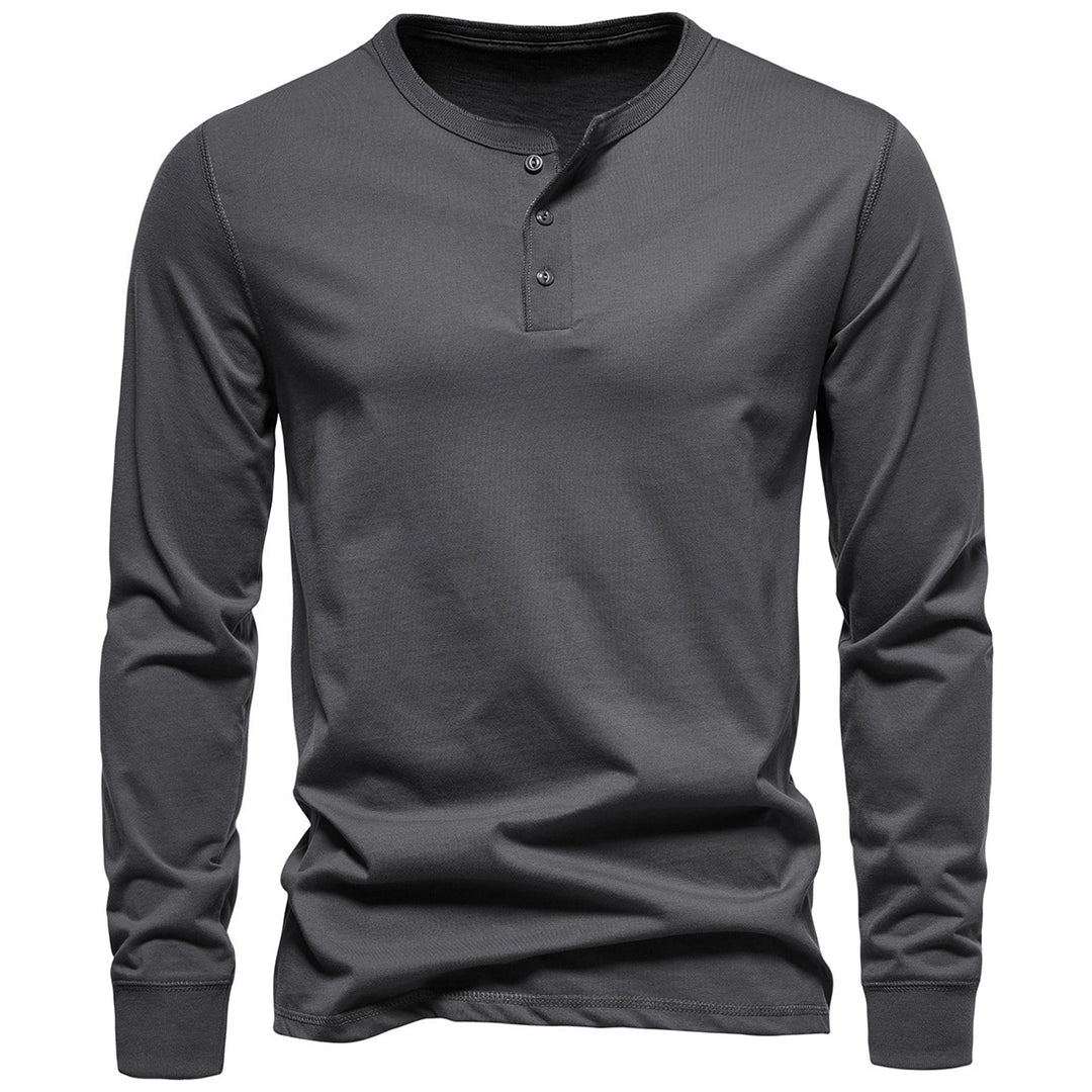 Herre Langærmet Button-Up Henley Skjorte Stilla