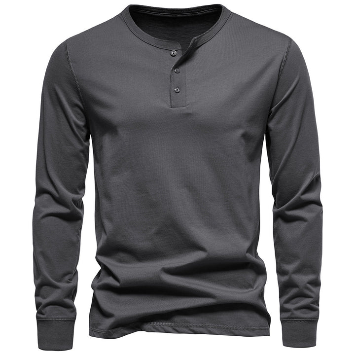 Herre Langærmet Button-Up Henley Skjorte Stilla