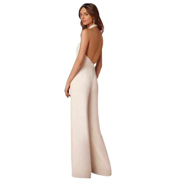 Dame Elegant Jumpsuit med dyb rygudskæring og bredt ben Stilla