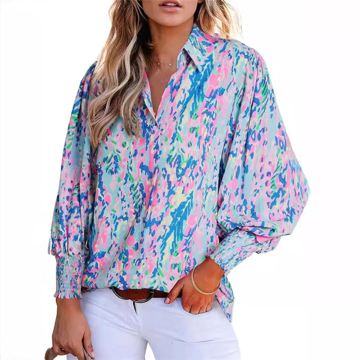 Dame Mode Bluse med farverigt blomstermønster og puffærmer Stilla