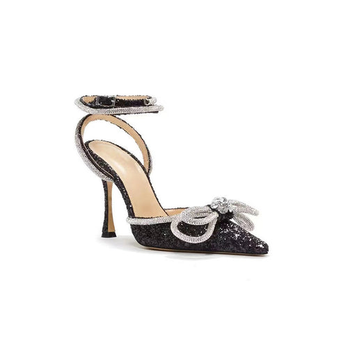 Dame elegante højhælede ankel-rem-pumps med sløjfe-detail Stilla