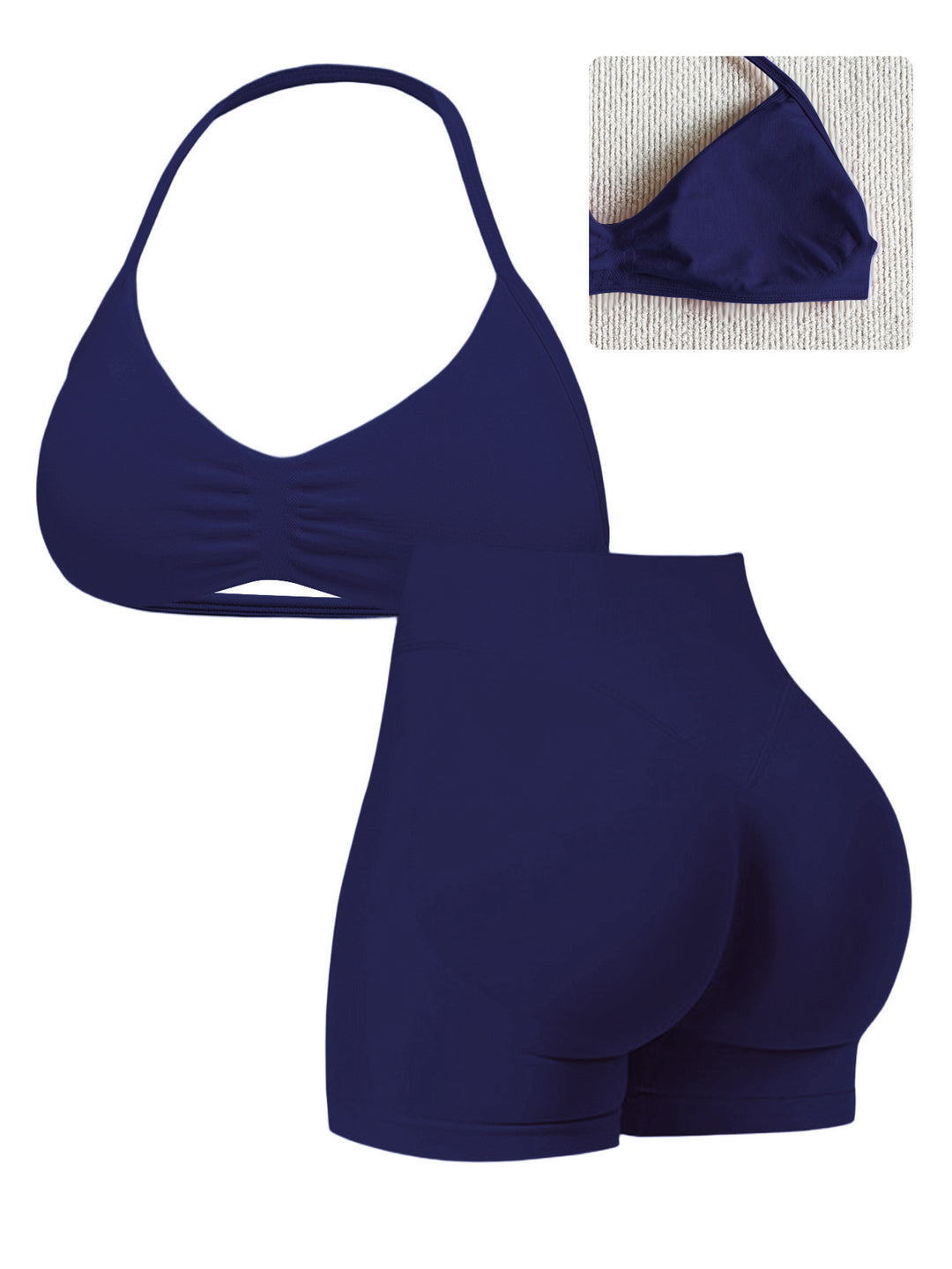 Dame sport-bikini-top med højt skårne shorts og sømløs design Skovae