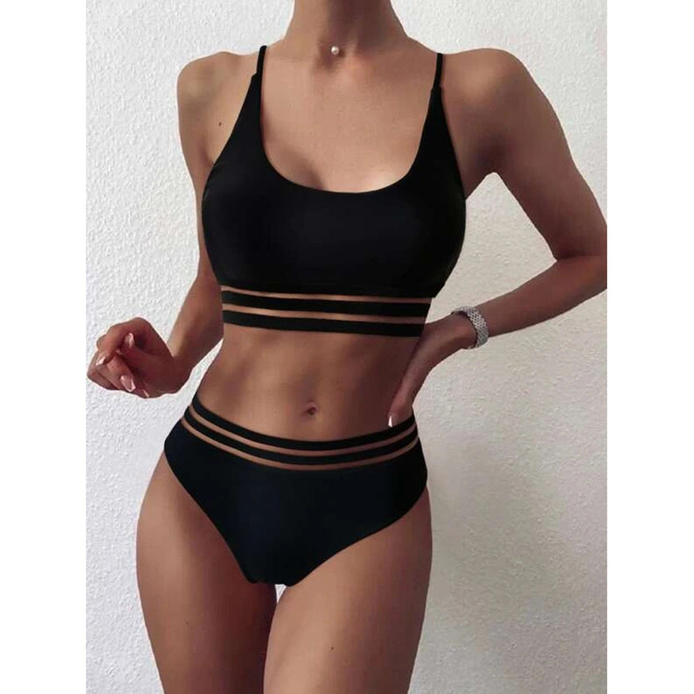 Dame Bikini-sæt med stilfulde stripe-detaljer og høj talje Stilla