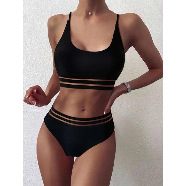 Dame Bikini-sæt med stilfulde stripe-detaljer og høj talje Stilla