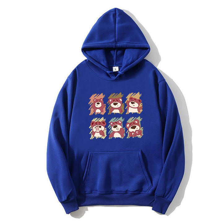 Kvinders hættepullover med dyre tegneserie design Skovae