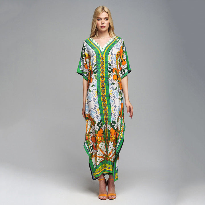 Dame Kaftan med kunstnerisk mønster og frisk design Stilla