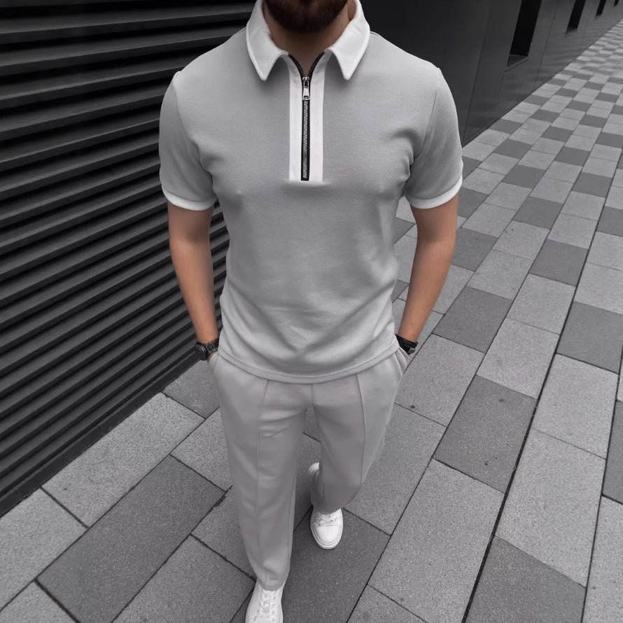 Herrer polo t-shirt med moderne lynlås og stilfuld krave Stilla