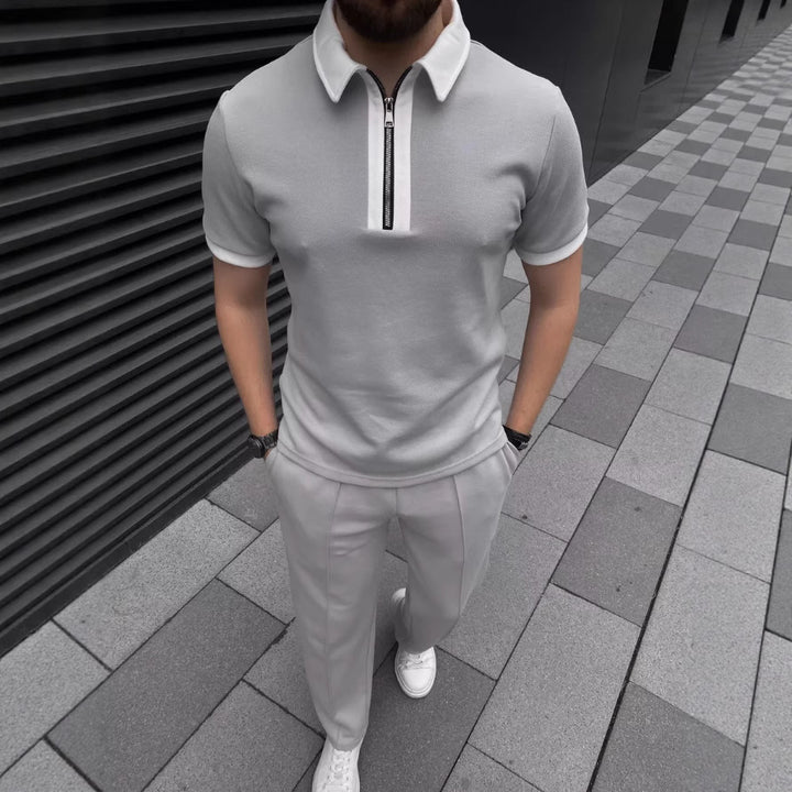 Herrer polo t-shirt med moderne lynlås og stilfuld krave Stilla