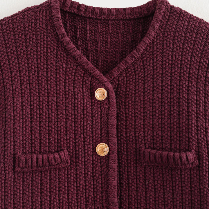 Femme Struktureret Strik Knap-Cardigan Stilla