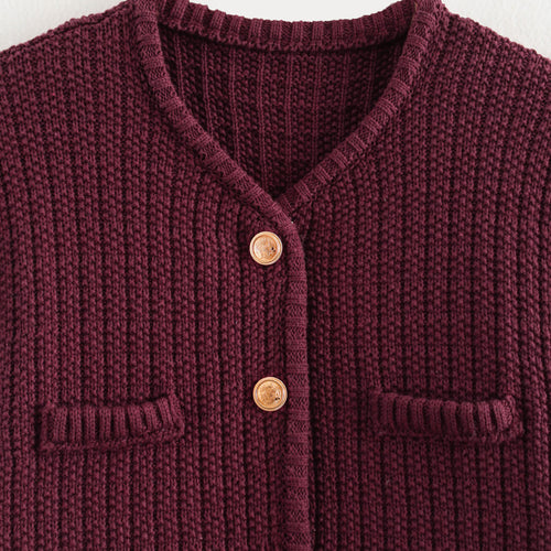 Femme Struktureret Strik Knap-Cardigan Stilla