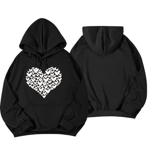 Kvinders hætte Sweatshirt med stort hjerte design Skovae