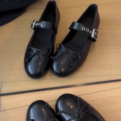 Dame Stilfulde Mary Jane Ballerinas med Dekorativ Rem og Sløjfedetaljer Stilla