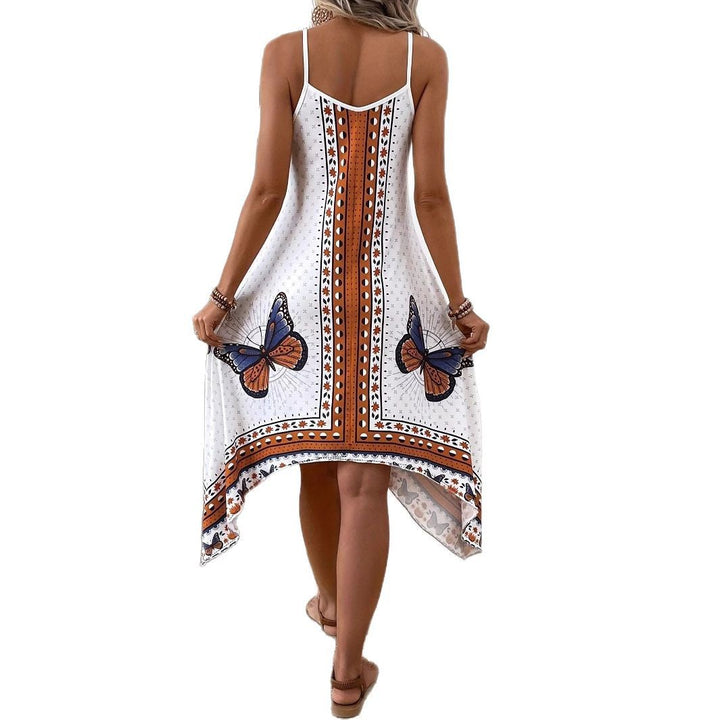 Dame Let sommerkjole med asymmetrisk design og florale accenter Stilla