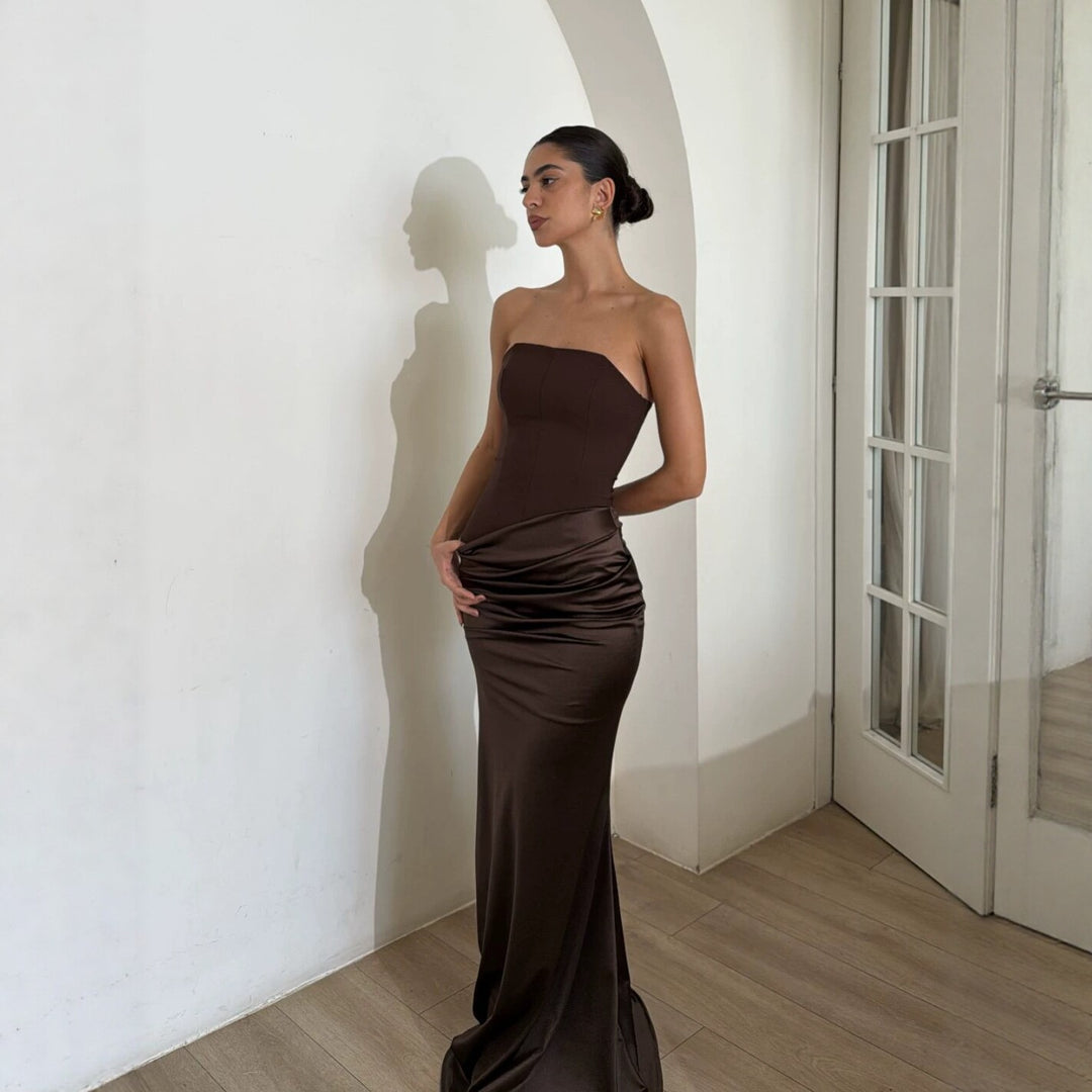 Dame Bodycon Aftenkjole med elegant Drapering Skovae