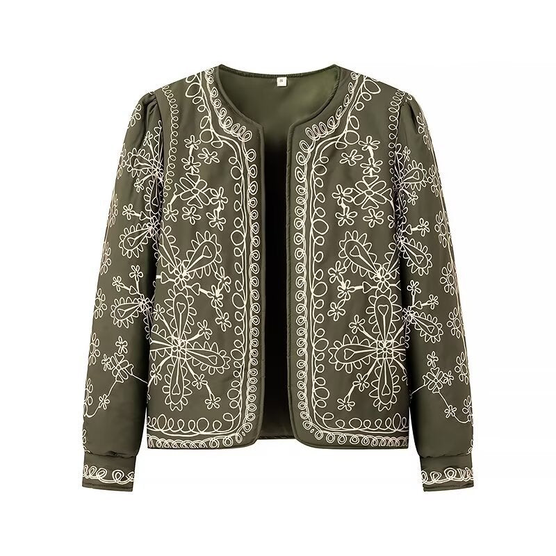 Dame blousonjakke med floralt mønster og elegante accenter Stilla