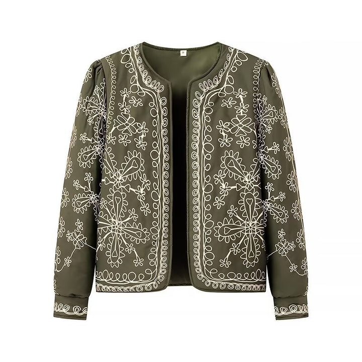 Dame blousonjakke med floralt mønster og elegante accenter Stilla