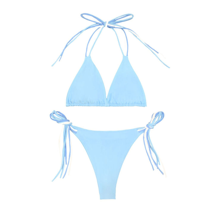 Dame Triangel-Bikini-Sæt med justerbare stropper og feminin ribstruktur Stilla