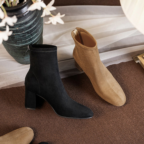 Damer Suede Blokhæl Støvler med Lynlåsdetalje Stilla