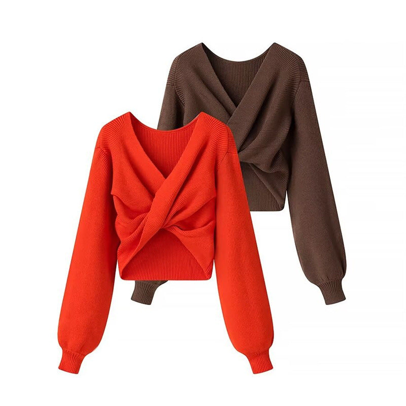 Femme Forkortet Strikket Pullover med Twist-Design Stilla