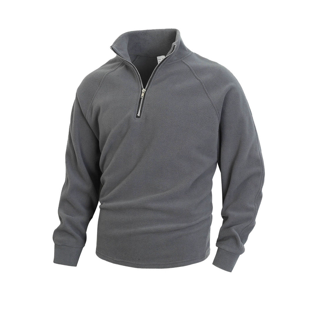 Herren fleece-pullover med halvmeter lynlås og elastiske manchetter Stilla