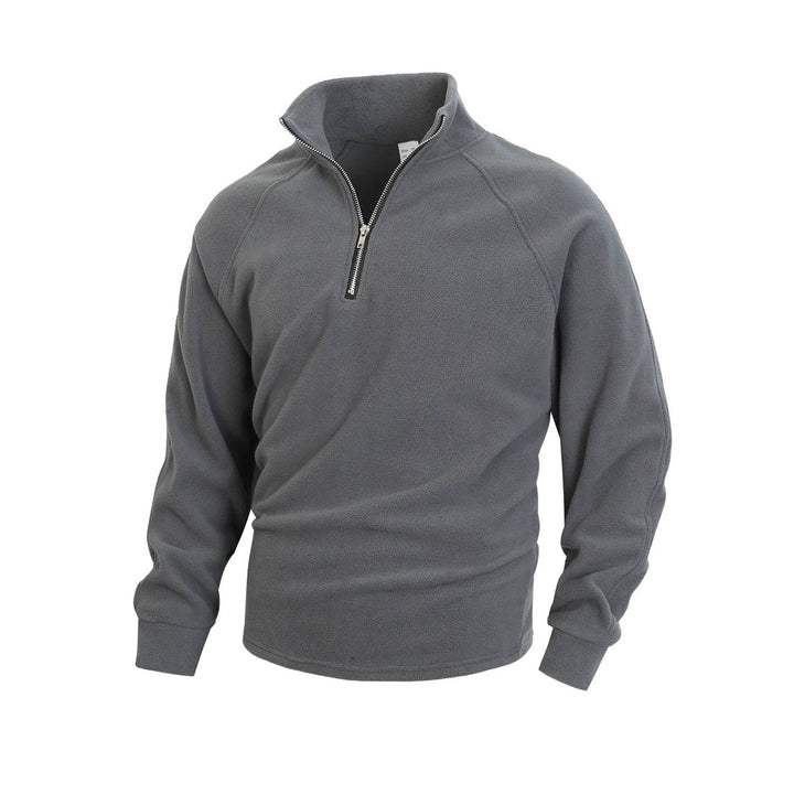 Herren fleece-pullover med halvmeter lynlås og elastiske manchetter Stilla