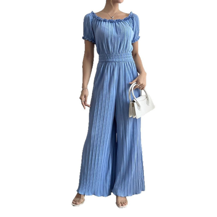 Dame Plissé- jumpsuit med elastisk talje og raglanærmer Stilla