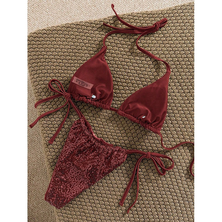 Dame funktionel bikini sæt med elastiske bindebånd Skovae